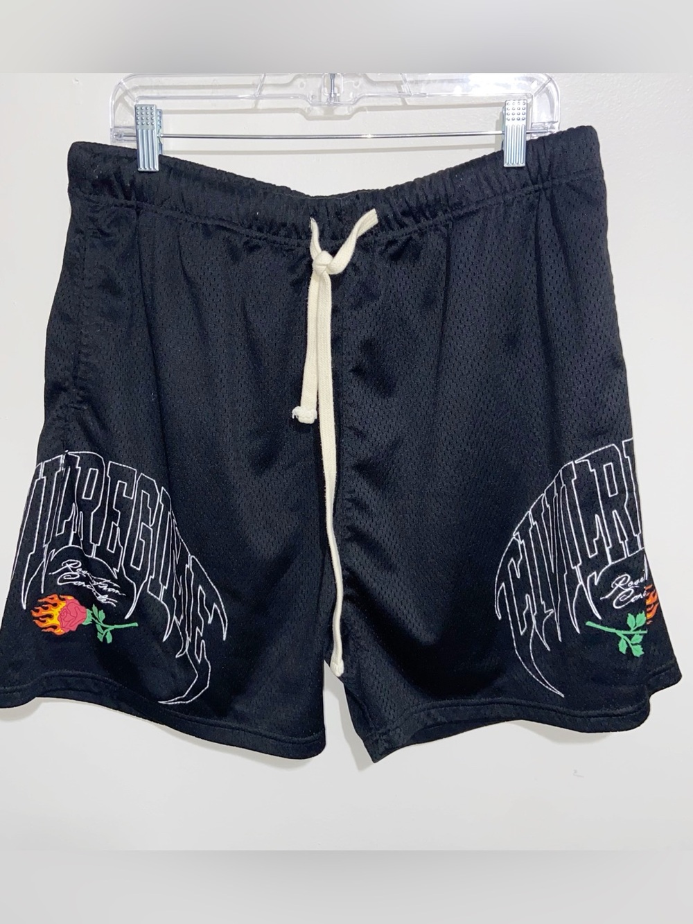 Civilregime Shorts Mens XL Civil Regime Roses from Concrete Graphic Black mesh